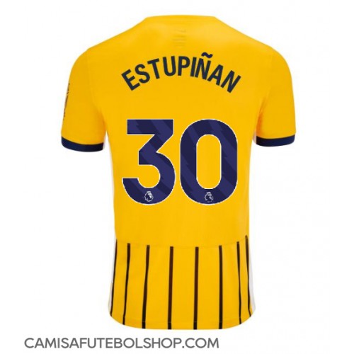 Camisa de time de futebol Brighton Pervis Estupinan #30 Replicas 2º Equipamento 2024-25 Manga Curta